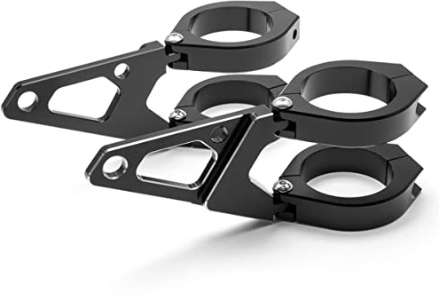 Alchemy Parts Premium CNC Motorcycle Headlight Brackets for Cafe Racer & Street Motorbikes | Short Arm with Indicator Holes | T6061 Aluminium | Adjustable | 2-Piece Fork Clamps (42-43mm)