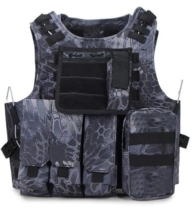 QMFIVE MOLLE RRV Assault Combat Weste mit Beutel/Traning Schutz Sicherheitsweste für Taktische Jagd Airsoft Outdoor(BK) (TYP)