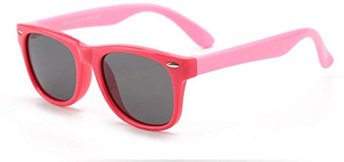 FOURCHEN Gafas de sol flexibles de goma polarizadas para niños para niñas de 3 a 10 años de edad (Red lens)