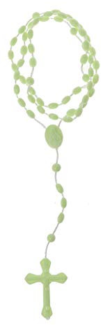 LLLucky Leuchtende Kreuz Halskette Kunststoff Rosenkranz Katholizismus Religiöse Halskette Schmuck Grün