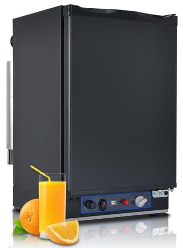 Smad Gas Kühlschrank 12v 230v, 40L Leiser Camping Kühlschrank, 0-10℃, Reversible Tür, für Wohnmobil, Auto, Büro und Schlafzimmer