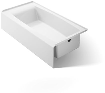 KOHLER K-26109-RA-0 Entity 60-Inch x 30-Inch Alcove Bath with Integral apron, integral flange and right hand drain, White