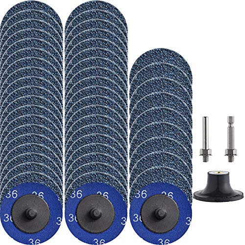 50Pcs P36 Quick Change Discs set 2 Zoll Zirconia Sanding Discs with 1/4 Holder for Die Grinder Surface Prep Strip Grind Polnischer Finish Burr Rust Paint Removal