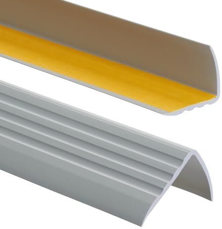 PVC Treppenkantenprofil Selbstklebend Winkelprofil Anti-Rutsch Treppenkante 50x40mm - 0,90m, Grau