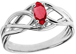 Little Treasures Keltischer Knoten Echte Rubin Ring in 925 Sterling Silver