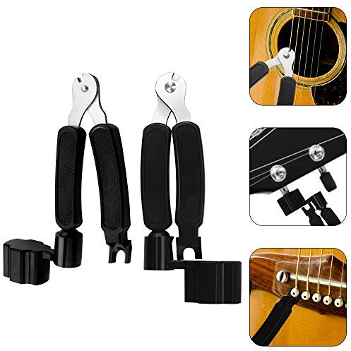 Fumanduo 2PCS 3 en 1 Enrouleurs de Corde de Guitare, Pince Coupante, Coupe-Corde et Extracteur e Broches de Pont, Manivelle pour Guitare, Outil de Réparation de Guitare Multifonctionnel