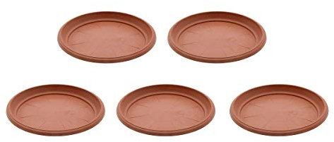 PAKEY Lot de 5 soucoupes Rondes en Plastique café pour Pot de Fleurs, Plantes en Argile, soucoupes, Plateaux pour Plantes d'intérieur et d'extérieur, 22 cm de diamètre, Lot de 5