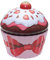 POWERHAUS24 Blechdose XL-Cupcake mit Erdbeeren, Geschenk, Aufbewahrung, Deko, Spielzeug, lebensmittelecht, ca. 17 cm x 16 cm, 2 Rezepte inklusive