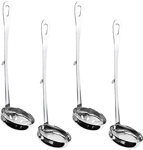 DOERDO 4pcs Hot Pot Ladle Hot Pot Strainer Scoops, Stainless Steel Soup Ladles for Home Restaurant Kitchen Hotpot Scooping Sauce Serving