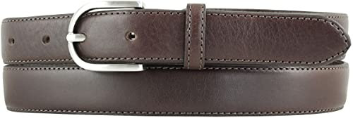 Damen-Gürtel aus Vollrindleder 2,5 cm | Schmaler Gürtel für Damen 25mm | Bombierter Ledergürtel | Braun 85cm