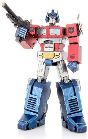 Fascinations MMS469 Metal Earth Metallbausätze - Transformers Optimus Prime, lasergeschnittener 3D-Konstruktionsbausatz, 3D Metall Puzzle, DIY Modellbausatz mit 3 Metallplatinen, ab 14 Jahre