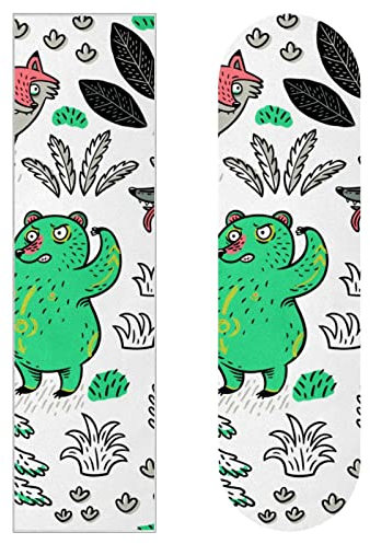 Fox Bear Wolf Eule Skateboard-Griptape, Schleifpapier, Longboard-Aufkleber, Scooter, Deck, Sandpapier, 2 Stück