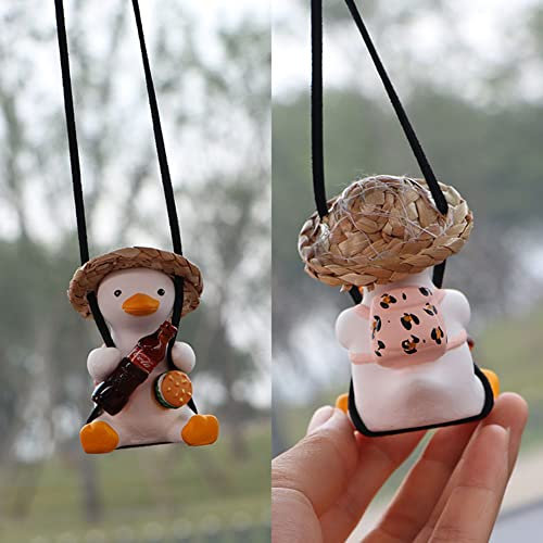 MOMOTOU Swinging Duck Auto Hängendes Ornament Nette Schaukel-Ente auf Auto Rückspiegel Anhänger Auto-Innenausstattung (Cola)