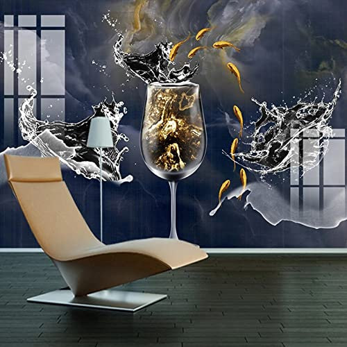 Papier peint personnalisé Spray vin verre tasse poisson motif abstrait Photo peintures murales chambre salon fond décoration murale peinture