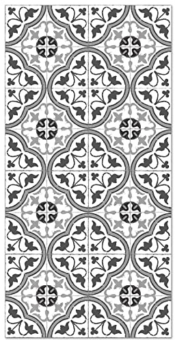 Panorama Tapis Vinyle - Modèle Carreaux Ciments Fleur Gris 160x230 cm - Différentes Tailles - Deco Maison, Cuisine, Chambre et Exterieur