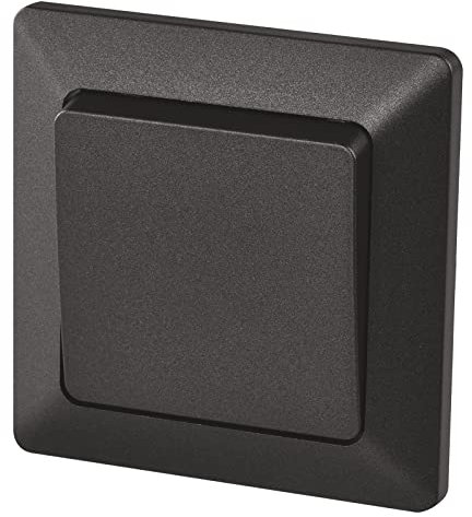 EMOS Interruptor de timbre negro, con un balancín, 250 V ~/10 AX, plástico, sin caja empotrada, clase de protección IP20 para interiores