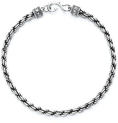 Lllunimon S925 Sterling Silber Twisted Armband Einfache Grundlegende Vintage Thai Silber Daily Armband Für Männer Männer Männer