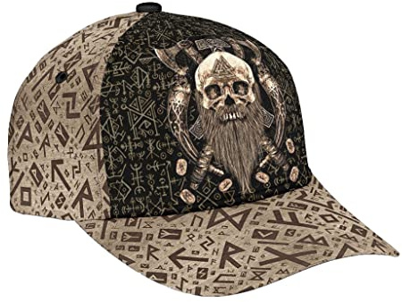 456 Schirmmütze Wikinger Odin Gesichtsmuster Grau Sommermütze Für Running Cool Sonnenschutzkappe Casual Erwachsene Baseballmütze Sport