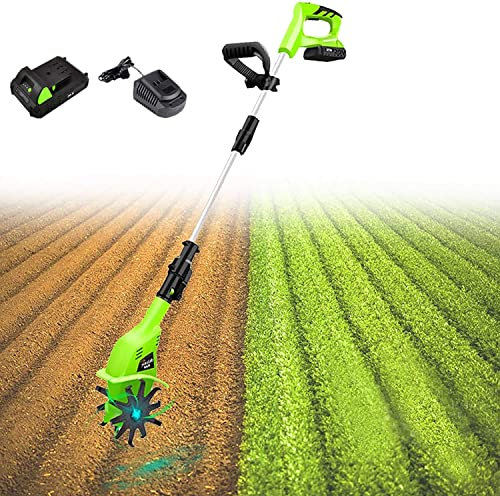 Motoculteur de jardin,cultivateur de motobineuse électrique sans fil avec batterie au lithium rechargeable 4000mAh et chargeur,rotavateur portatif de motoculteur pour jardins,parcelles de légumes