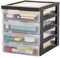 Iris Ohyama, Tour de Rangement Plastique, 4 Petits Tiroirs, Noir, Ouverture Facile, Format A5, Meuble, Organisateur, Fournitures, pour Bureau, Fourniture Scolaire, Papeterie, Sans BPA, DC-A5
