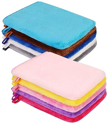 PHOGARY 10 Mikrofaser Waschhandschuhe, Weiche Wiederverwendbare Make-up-Entferner Flanell Handschuhe, Frottee Bad-Spa-Tuch Europäischer Stil, 21x15cm Waschlappen in 10 Farben