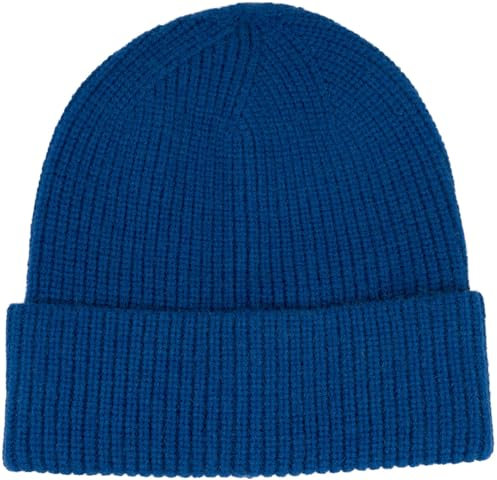 styleBREAKER Unisex Feinstrick Beanie Mütze mit Krempe, warme Winter Strickmütze Einfarbig, Rippen Strickmuster 04024154, Farbe:Royalblau