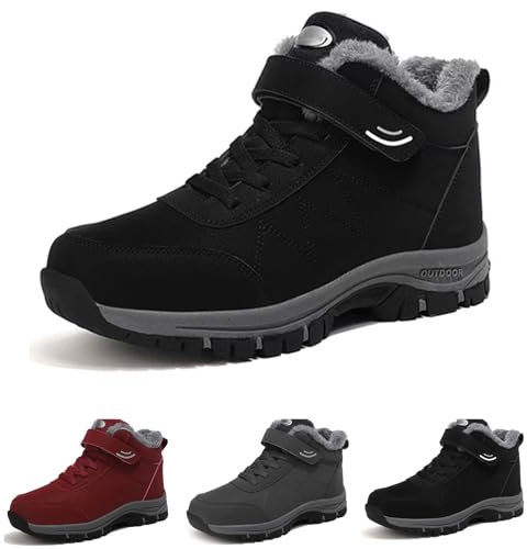 Orthoboots Pro - Ergonomische Winterstiefel Warme Gefüttert Herren Damen Wasserdicht Rutschfest Trekking Wanderschuhe Schneestiefel (Black, Erwachsene, Damen, 43, Numerisch, EU Schuhgrößensystem, M)