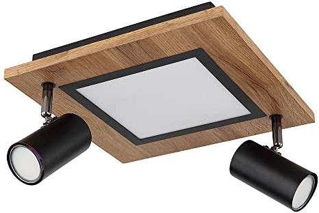 GLOBO LED-Deckenleuchte - Braun - Schwarz - Weiß - Kunststoff - MDF - Metall - 2-flammig - B 30 cm