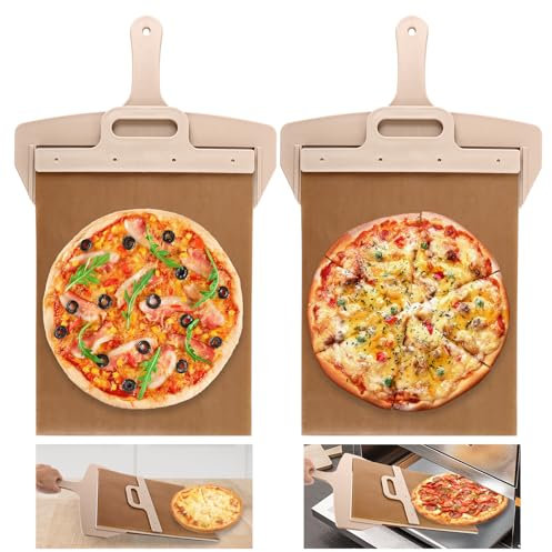 FWEEK Pala per pizza scorrevole, 58 x 30 cm, pala per pizza scorrevole con manico, pala per pizza Pala Pizza Scorrevole, pala per pizza scorrevole che trasferisce perfettamente la pizza, colore legno,