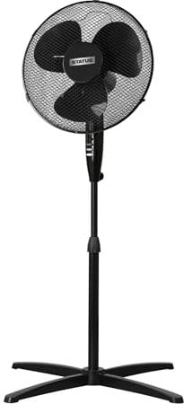 Status 16 Inch Black Standing Fan, Oscillating, 3 Speed, Adjustable Angle, Portable, Quiet Operation, For Home Office (S16BSTANDFAN1PKB)