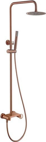 Ensemble barre de douche monocommande extensible en acier inoxydable - Colonne de douche avec pommeau et poignée - Robinetterie de bain (or rose brossé)