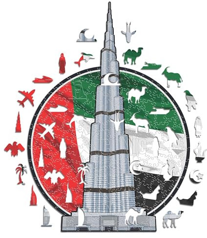 Iconic Puzzles, Burj Khalifa, 100% eco-sustainable wooden puzzle, size S, 150 pieces