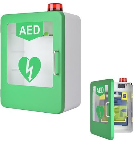 QIANMEI AED-Defibrillator-Wandschrank Mit Schlüssel Und Alarm, ABS-Herz-Defibrillations-Alarmbox, Defibrillator-Einheit for Zuhause, Schulen, Vereine Und Gruppen