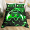 Homewish Gamer Bedding Set Gaming King Duvet Cover Sets Teenage Boys 3D Game Console Duvet Set, Geometric Neon Light Honeycomb Comforter Cover, Green Black Bedding for Boys Bedroom Decor
