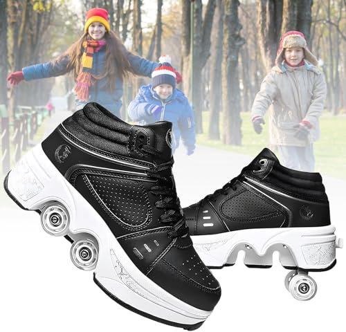 Schuhe mit Rollen fuir Madchen,Rollschuhe Kinder und Sneakers 2 in1, Deformed Roller Skates Jungen als Weihnachts- und Geburtstagsgeschenke (C, EU-35)