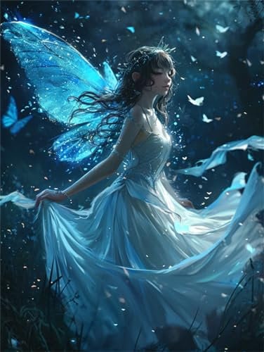 Lfynior Kreuzstich Set Vorgedruckt Fee 11CT Stickerei-Kreuzstich-Set 40cmX50cm DIY Vorgedruckt Stickbilder Stickset Handwerk Home Decor Starter-Set für Wandkunst-Heimdekoration