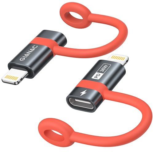 GIANAC Adaptateur USB C vers Lightning (Lot de 2), 36W Adaptateur Lightning USB C Charge Rapide pour iPhone 14 13 12 11 Pro Max, iPad Pro,Nano et Autres Appareils de ,Nicht für OTG/Audio