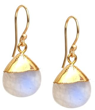 Gempires Moonstone Earrings, Pear shape Dangling Gemstone Earring June Birthstone New Beginning Jewelry, Everyday Party Wear Women Earrings