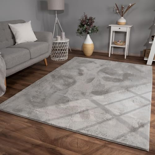 TT Home Wohnzimmer Teppich Hochflor Langflor Kunstfell Weich Modern Unifarben Flauschig, Farbe: Grau, Größe:80x300 cm