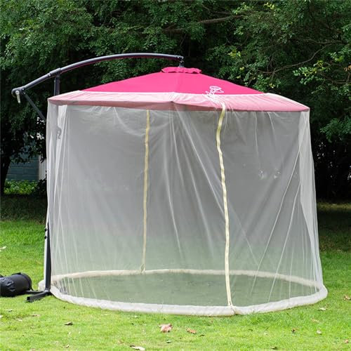 Morbuy Moskitonetz für Sonnenschirme, Schirmmückennetz Terrassenschirm-Netz Outdoor Umbrella Moskitonetz für Gartenschirm Ampelschirm (Beige,Gerades Moskitonetz: 300 x 230 cm)