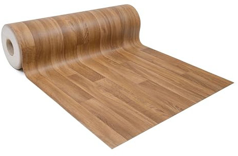 GIURI TESSUTI - Pavimento in PVC - Rivestimento per superfici in Vinile Impermeabile con texture Antiscivolo e supporto in Schiuma ad Alta Resilienza (AL METRO, LOMA TEAK)