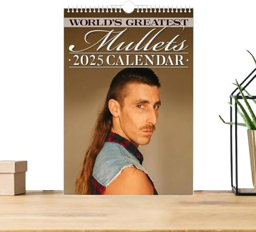 World's Greatest Mullets 2025 Kalender - Lustiger Kalender Humorvoller Vokuhila-Haarschnitt | Monatsplaner, Familienwandkalender Für Frisuren, Geschenk Für Jungens, Mädchen, Freunde, Erwachsene