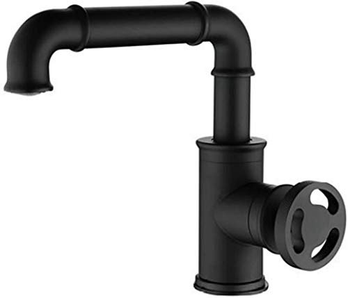 Industrial Steamstyle Messing Badezimmer Waschbecken Mischbatterie mit einem Handrad Kalt- und Warmwasser-Mischung für Waschraum und Badezimmer Arbeitsplatte