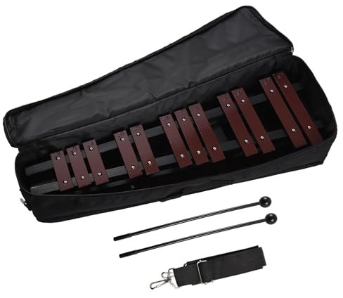 30 Noten Faltbares Glockenspiel Xylophon Holz Percussion Musikinstrument mit Tragetasche 58 X 34,5 Cm (Kaffee)