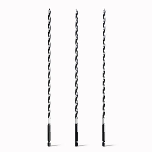 hsawbit Wood Drill Bits, 3pcs x 6mm x 300mm Auger Drill Bit Extra Long Drill Bits Wood Plastic, Drywall Woodworking Hole Drill Bit