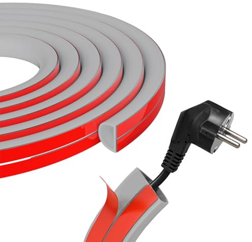 Mini Cable Trunking 4M Cable Cover Self-Adhesive Wire Cover Cable Conduit Management Electric Cables,Paintable Wire Trunking for TV and Computers in Family and Office Grey