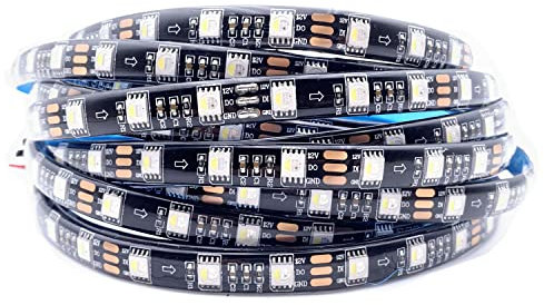 RGBW DC12V SK6812 (ähnlich WS2812B) 5m 60LEDs/Pixels/m 300LEDs Individuell adressierbar Flexibel 4 farbe in 1 LED Traumfarbe LED Streifen Nicht wasserdicht IP65 (12V 5M SK6812 RGBW, Black Pcb Ip65)