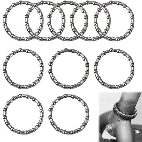 10PCS 1-1/8 Headset Bearings, Precision Caged Ball Bearing Set for MTB/Road Bikes, Includes 16 Balls per Bearing (Silver)
