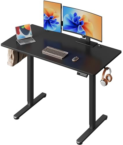 DEVAISE Electric Adjustable Height Desk 120x60 cm, Standing Desk with Memory Smart Pannel, Adjustable Height 72-120cm, Silent Motor, Ergonomic Desk Table for Home Office, Black