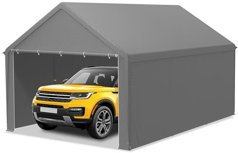 LILIIN Garage de tente 4 x 6 m résistant à l'hiver avec toit en polyéthylène (170 g/m²), pour voiture, SUV et camion, auvent de garage résistant aux UV, comme tente de stockage et tente de pâturage